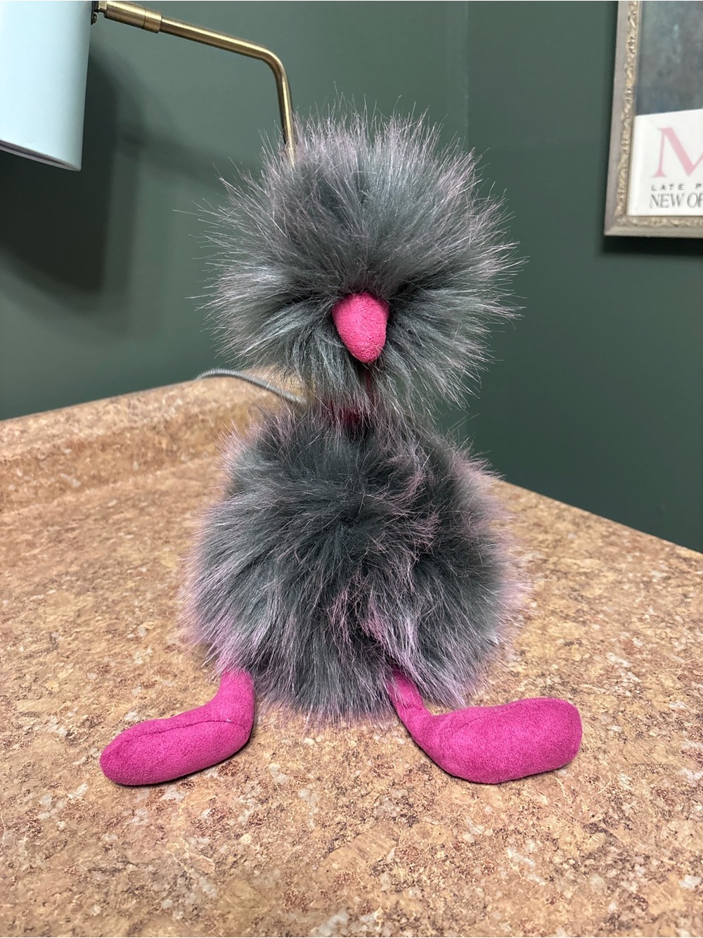 Jellycat Grey Pom Pom Faux Fur Emu / ostrich